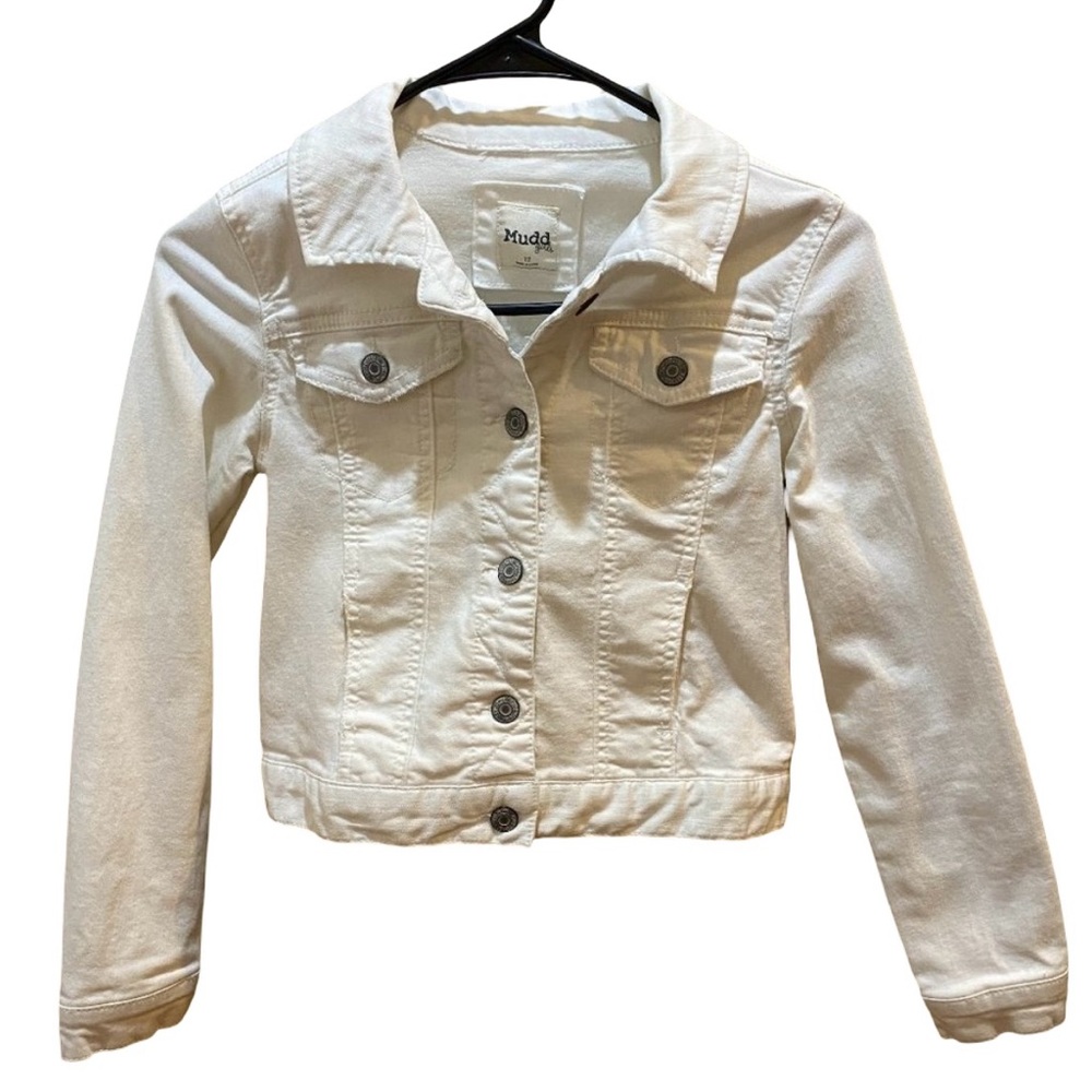 Like new fashionable  Mudd White Cropped Jean jacket size 12 ***only worn once